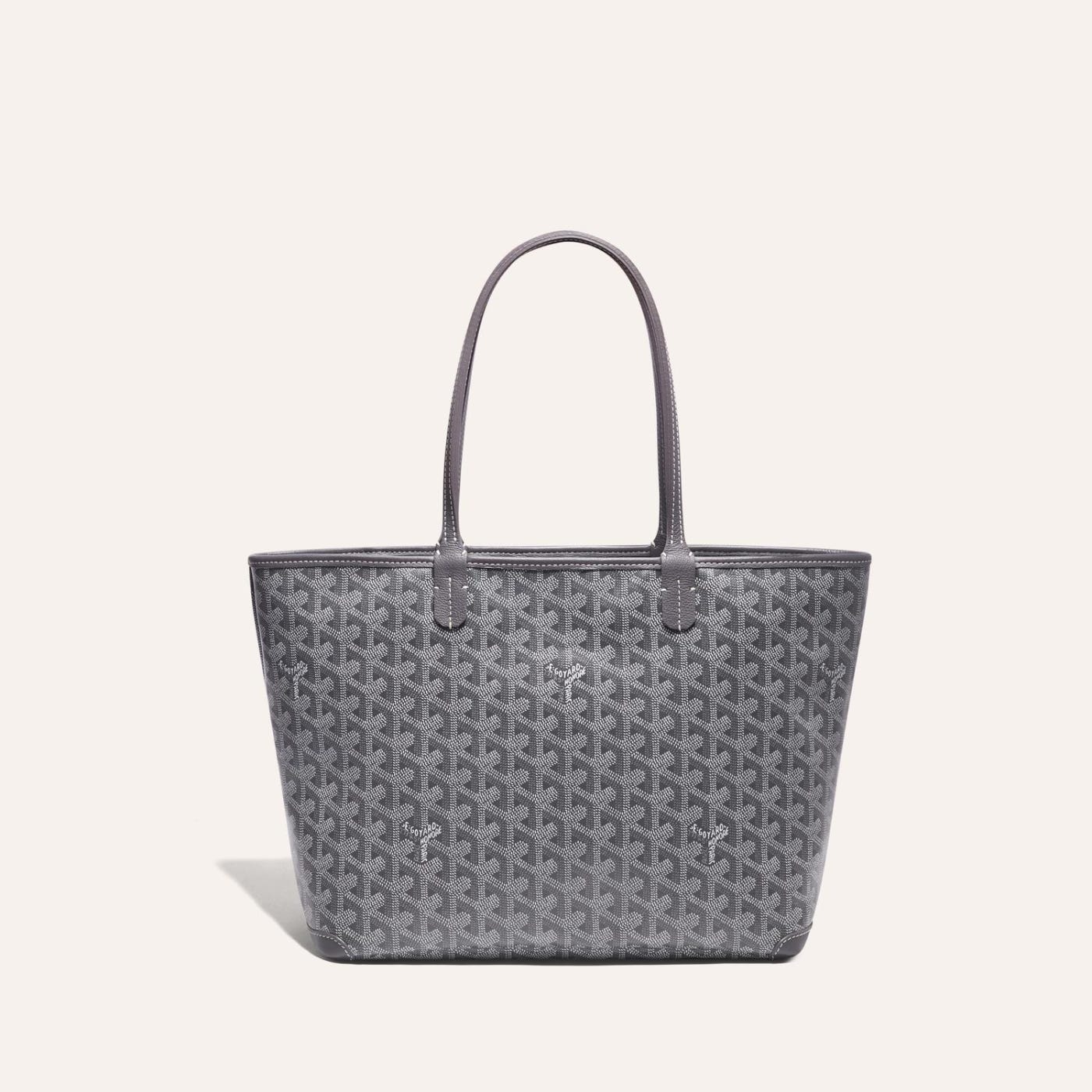Goyard Goyardine Artois Tote PM Grey Canvas & Chevroches Calfskin Palladium Hardware - Image 1